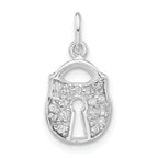 Sterling Silver Polished CZ Key Lock Charm