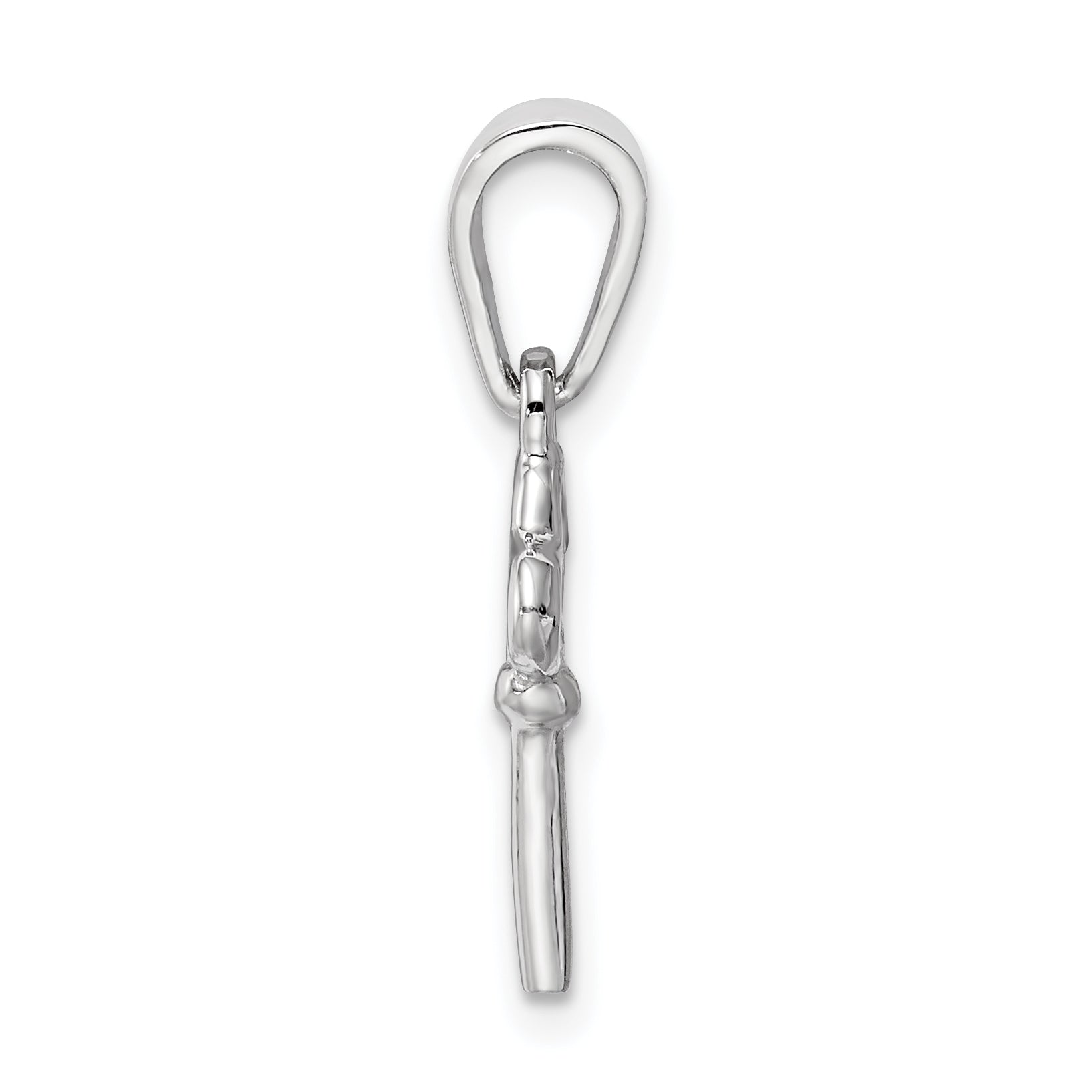Sterling Silver Rhodium-Plated Children's Key Pendant with Polished Finish Secondary image