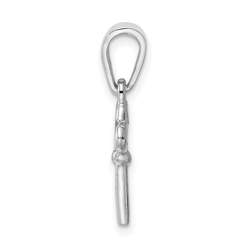 Sterling Silver Rhodium-Plated Children's Key Pendant with Polished Finish