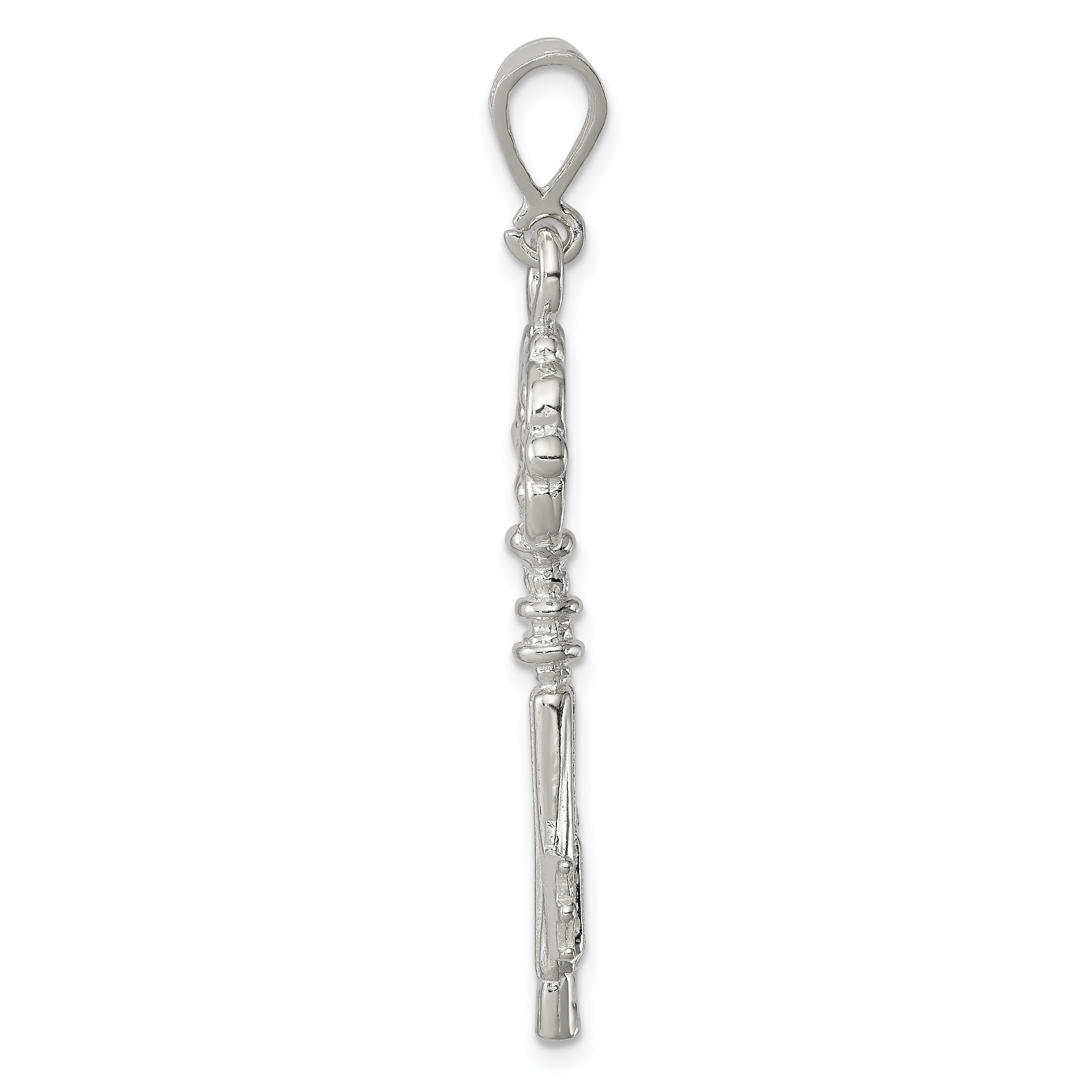 Sterling Silver 925 Polished Key Pendant with Anti-Tarnish Coating Secondary image