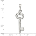 Sterling Silver 925 Polished Key Pendant with Anti-Tarnish Coating