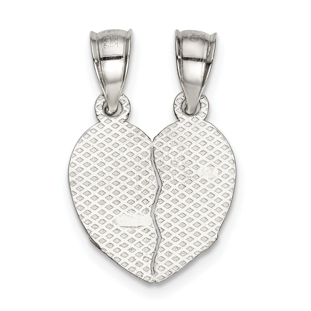 Sterling Silver 925 Best Friends Breakaway Heart Pendant Polished Finish