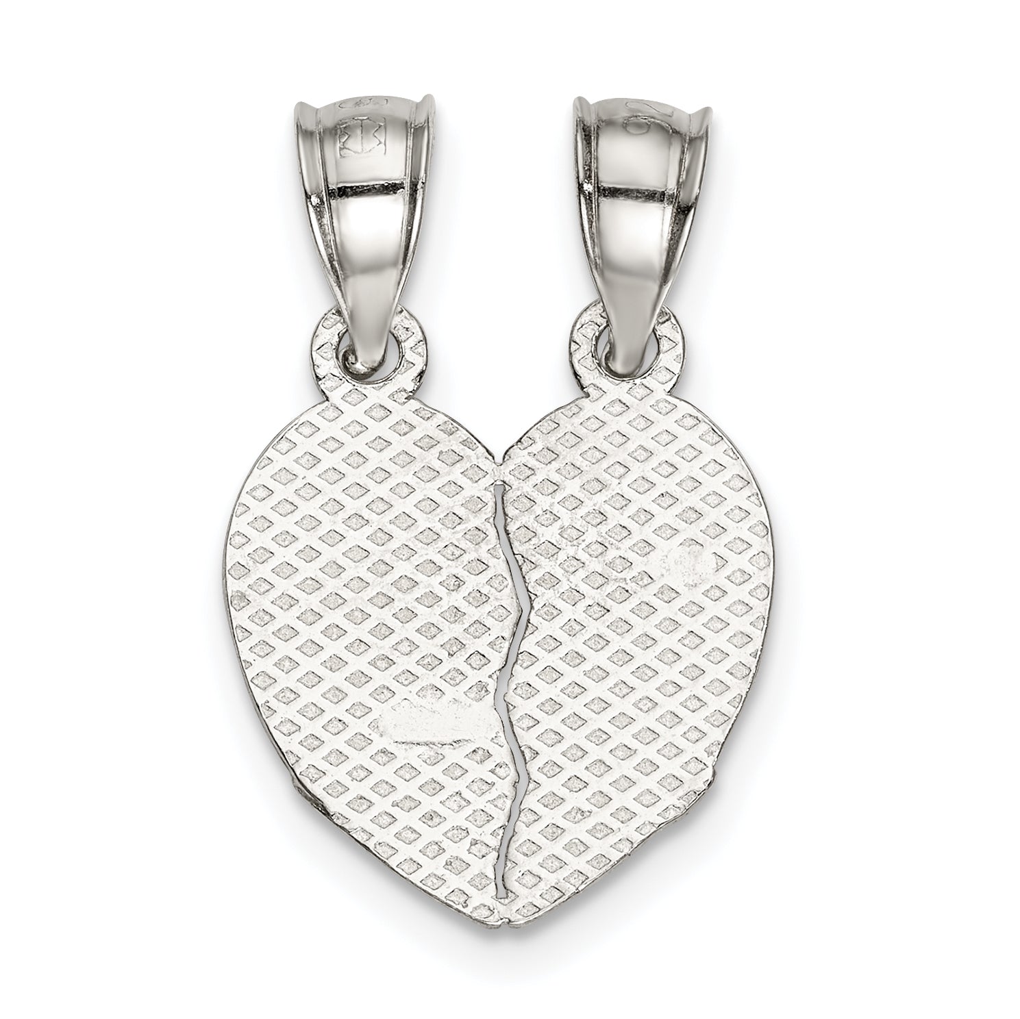 Sterling Silver 925 Best Friends Breakaway Heart Pendant Polished Finish