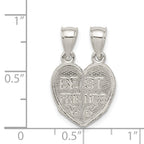 Sterling Silver 925 Best Friends Breakaway Heart Pendant Polished Finish