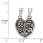 Sterling Silver Antiqued Mini Best Friends Break Away Heart Pendant
