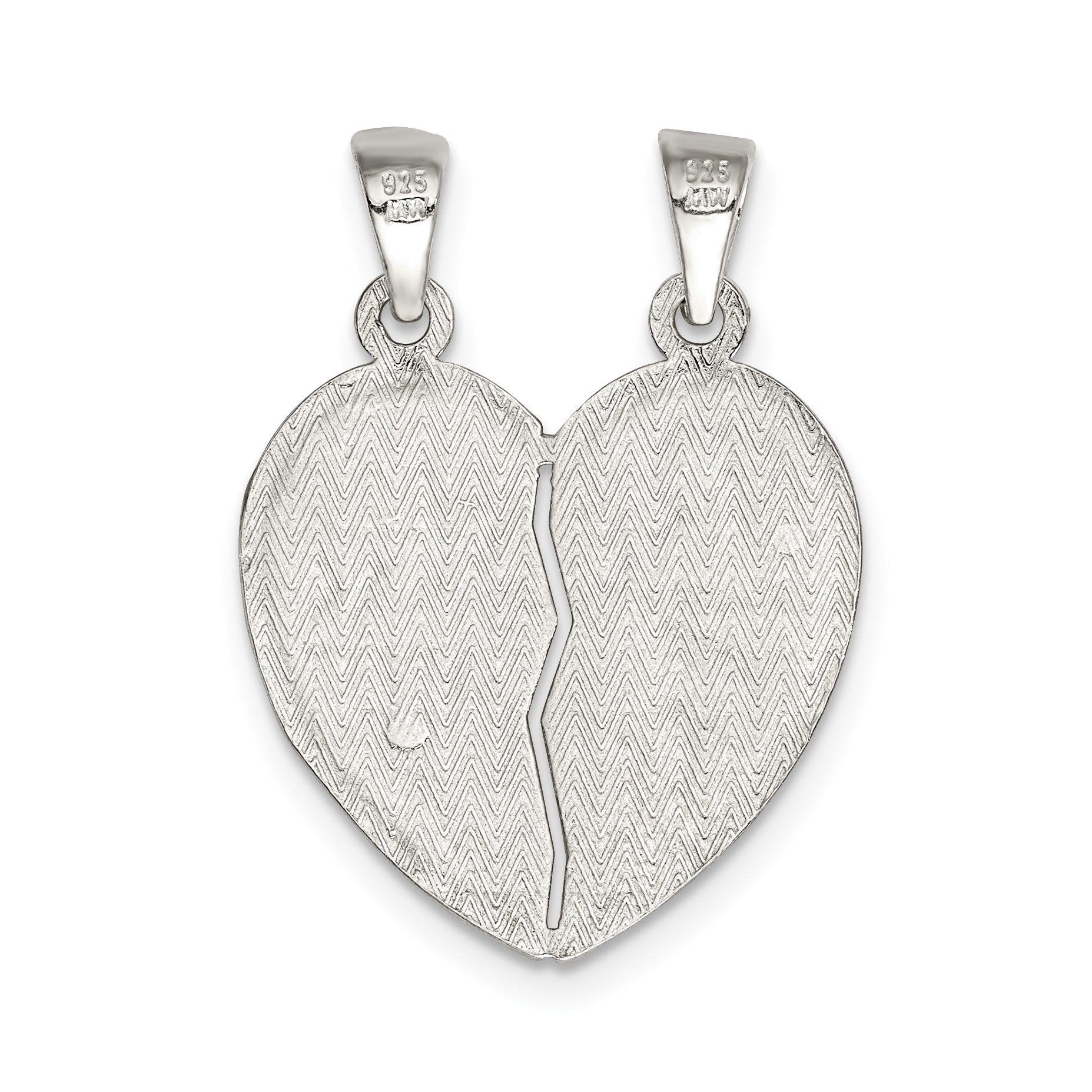 Sterling Silver 925 Best Friends Heart Pendant with Polished Finish