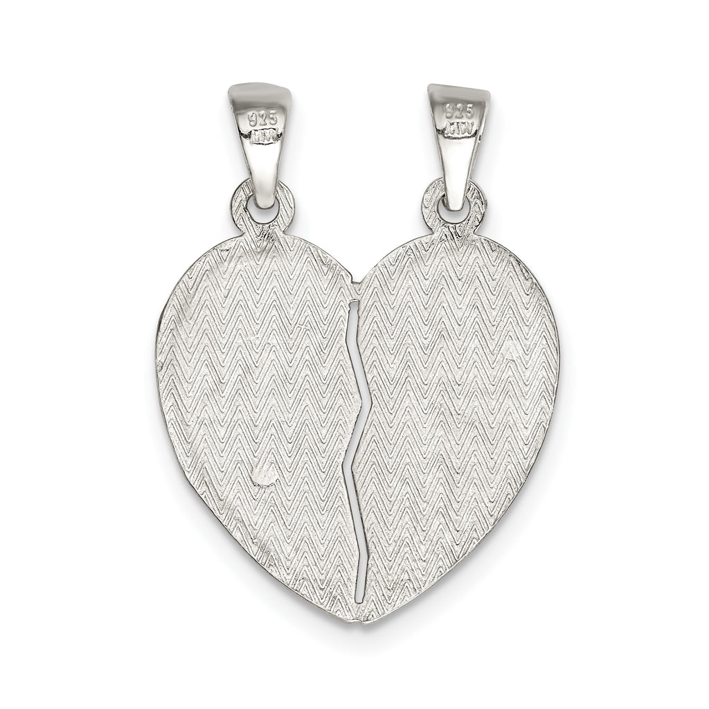Sterling Silver 925 Best Friends Heart Pendant with Polished Finish
