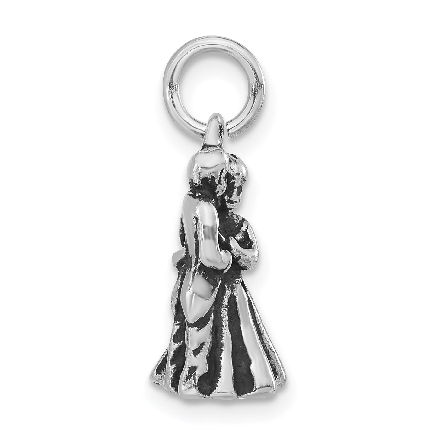 Sterling Silver 925 3D Embracing Pendant for Women Antiqued Finish