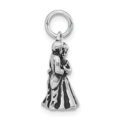 Sterling Silver 925 3D Embracing Pendant for Women Antiqued Finish