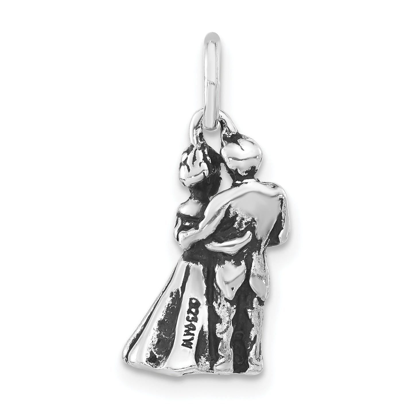 Sterling Silver 925 3D Embracing Pendant for Women Antiqued Finish