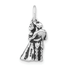 Sterling Silver 925 3D Embracing Pendant for Women Antiqued Finish