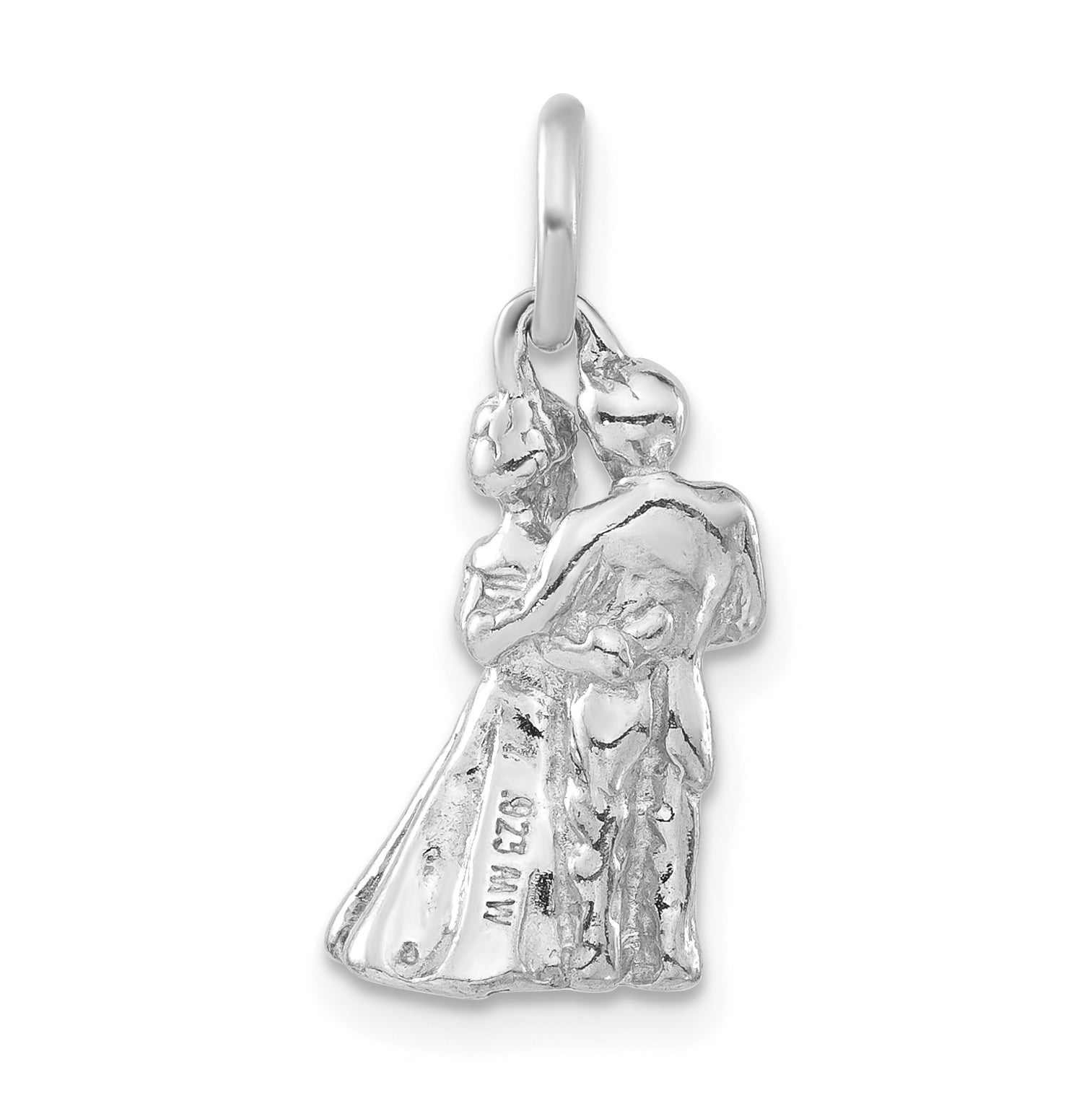 Elegant 925 Sterling Silver Embracing Pendant with Polished 3D Design