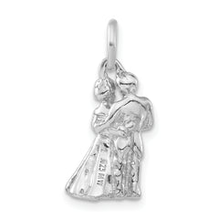 Elegant 925 Sterling Silver Embracing Pendant with Polished 3D Design