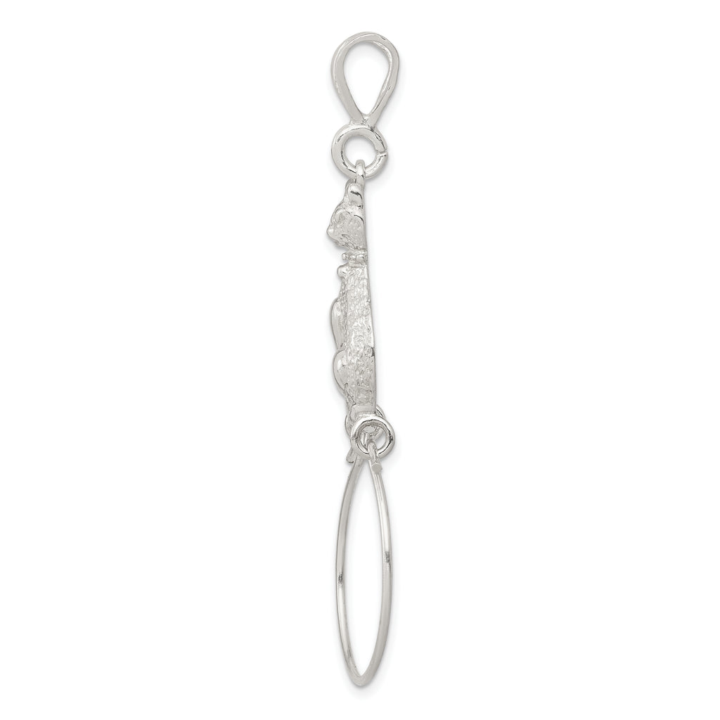 Sterling Silver 925 Cat Charm Pendant with Polished Anti-Tarnish Finish