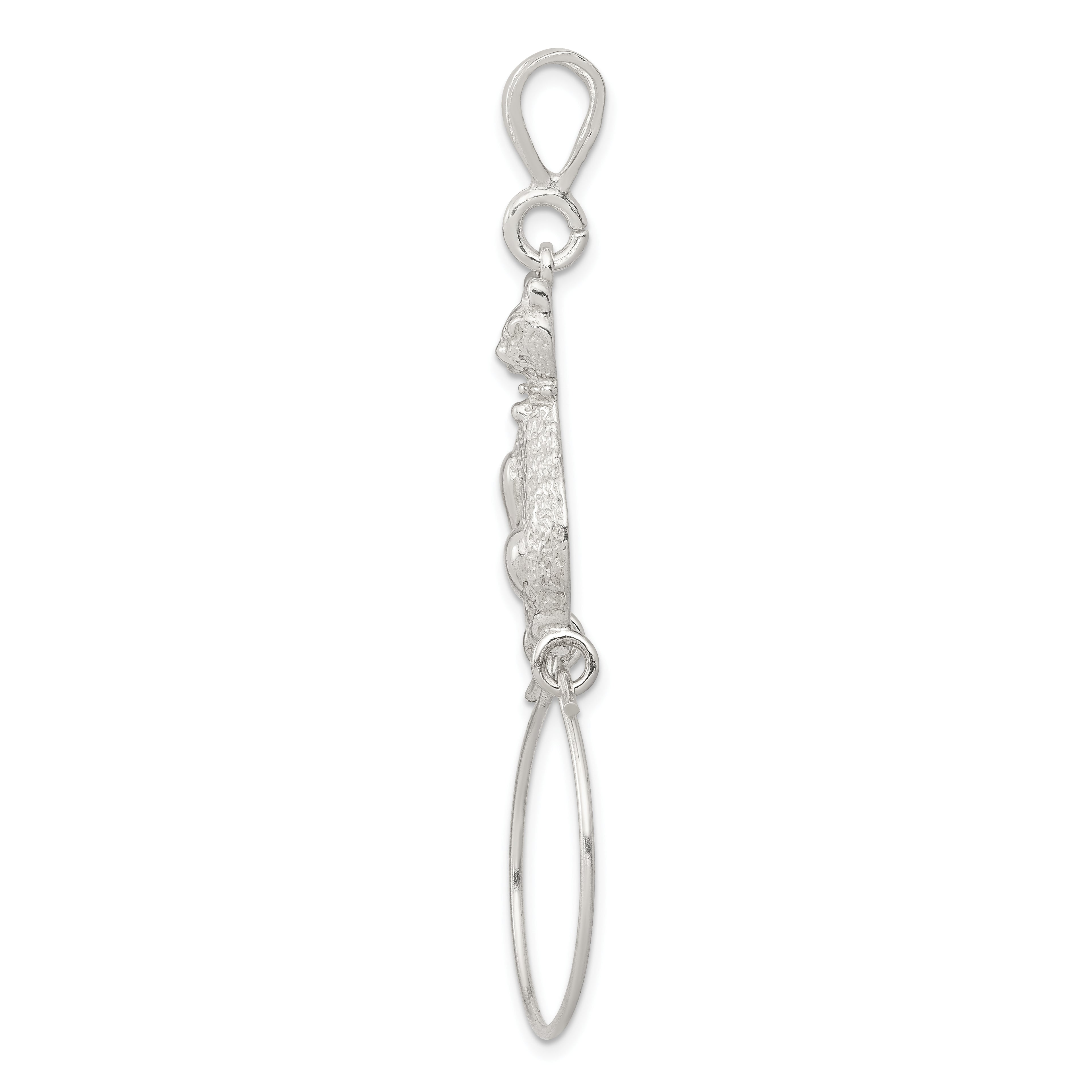 Sterling Silver 925 Cat Charm Pendant with Polished Anti-Tarnish Finish