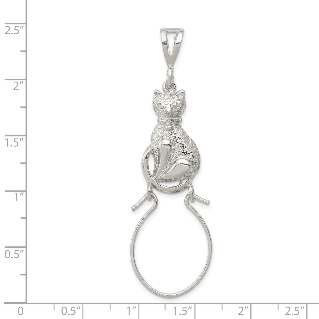 Sterling Silver 925 Cat Charm Pendant with Polished Anti-Tarnish Finish