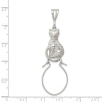 Sterling Silver 925 Cat Charm Pendant with Polished Anti-Tarnish Finish