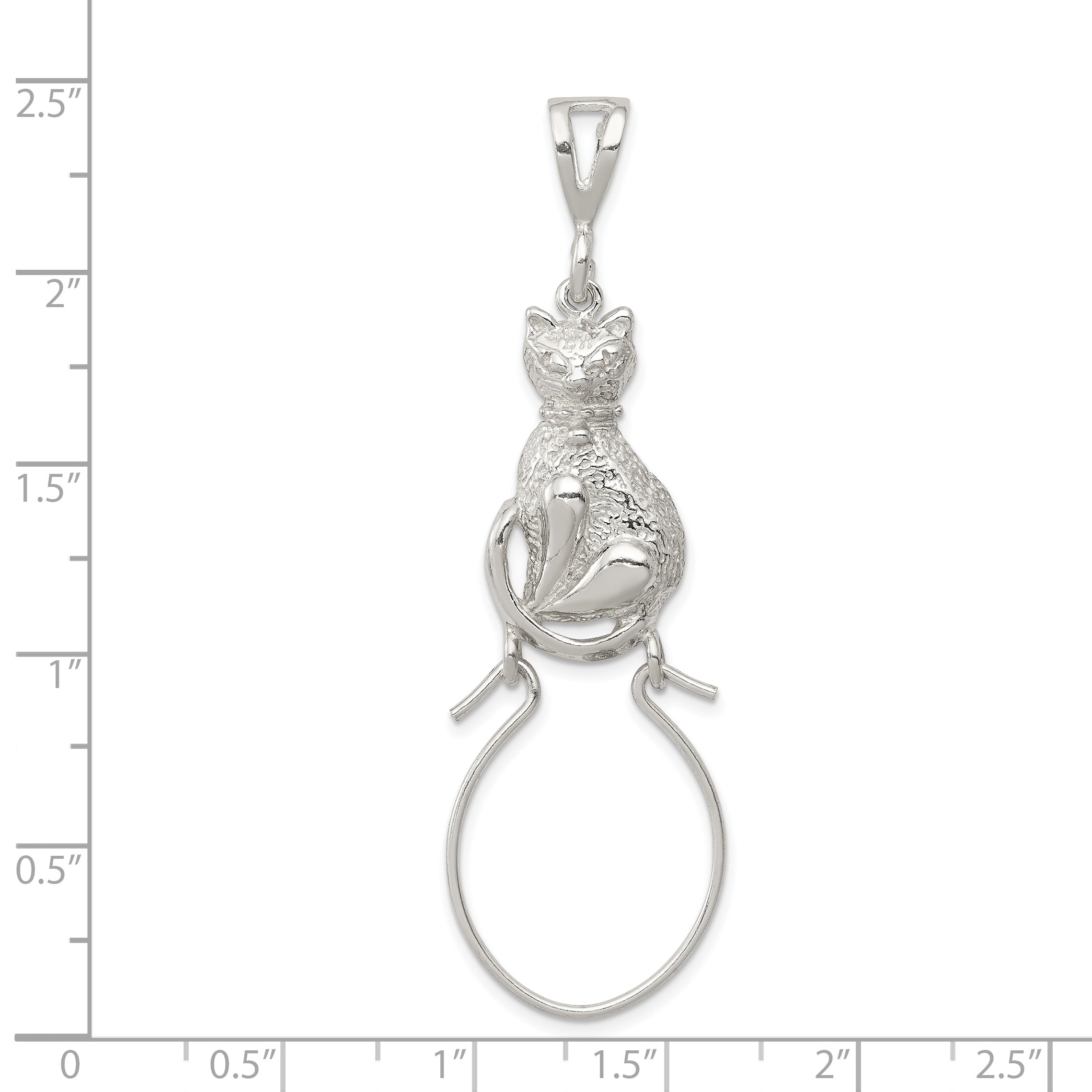 Sterling Silver 925 Cat Charm Pendant with Polished Anti-Tarnish Finish