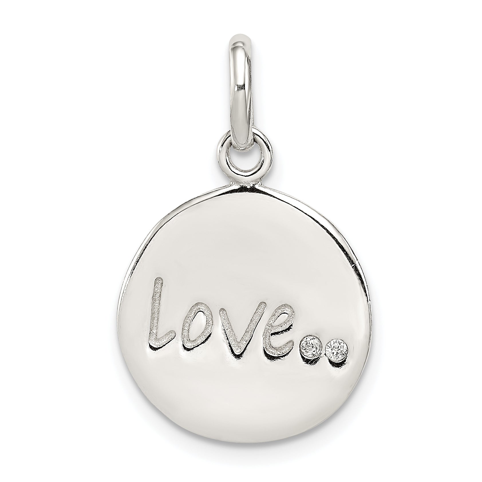 Sterling Silver Polished and Diamond-cut LOVE CZ Charm Main image