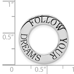 Sterling Silver 925 Polished Pendant with Rhodium-Plated Dream Charm