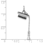 Sophia Jewelers Sterling Silver Graduation Cap Pendant with Black CZ