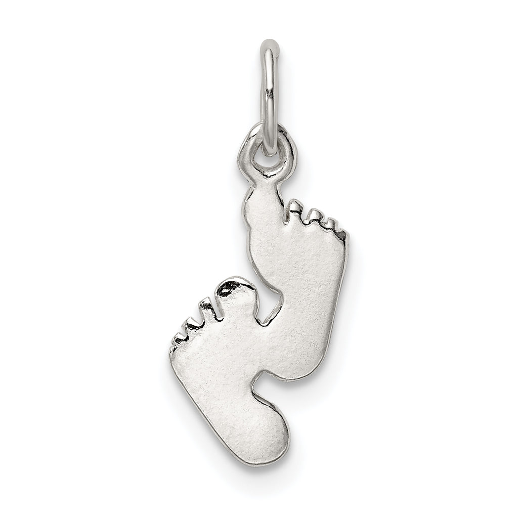 Sterling Silver 925 Polished Feet Pendant with Anti-Tarnish Finish