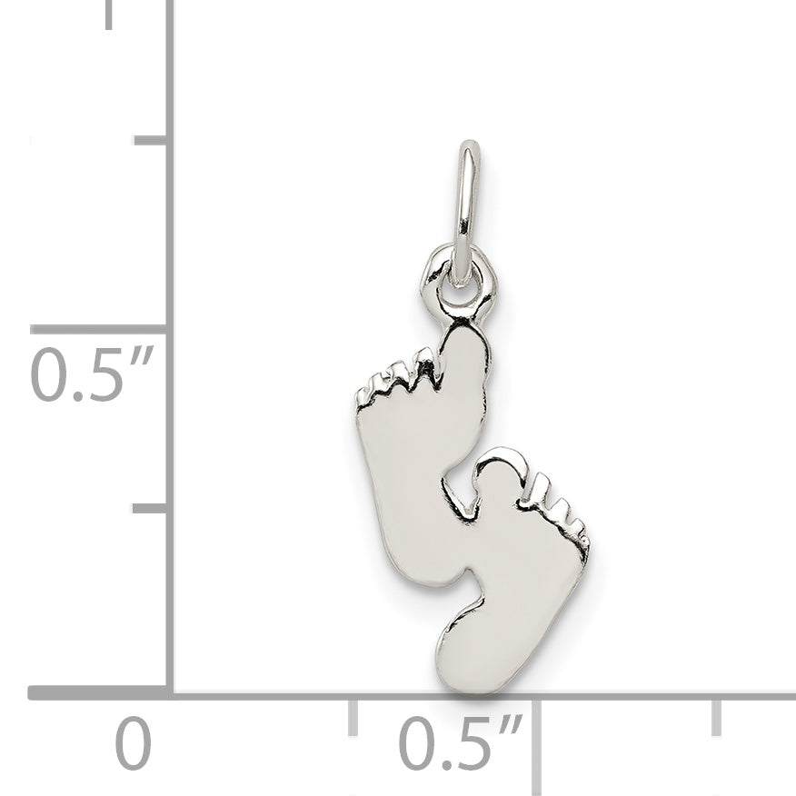 Sterling Silver 925 Polished Feet Pendant with Anti-Tarnish Finish