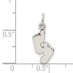 Sterling Silver 925 Polished Feet Pendant with Anti-Tarnish Finish
