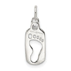 Sterling Silver 925 Polished Footprint CZ Charm by Sophia Jewelers