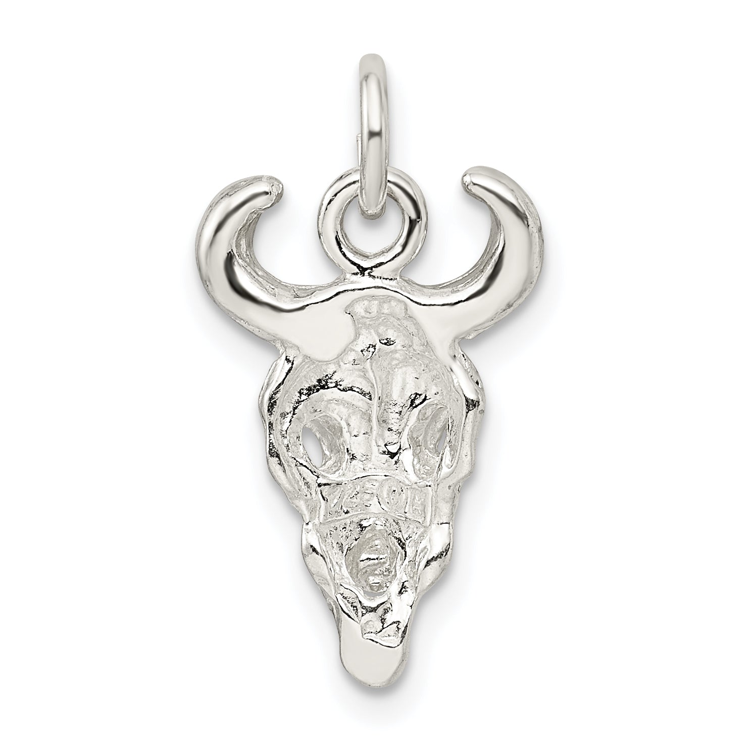 Sterling Silver 925 Men's Skull Charm with Polished Anti-Tarnish Finish