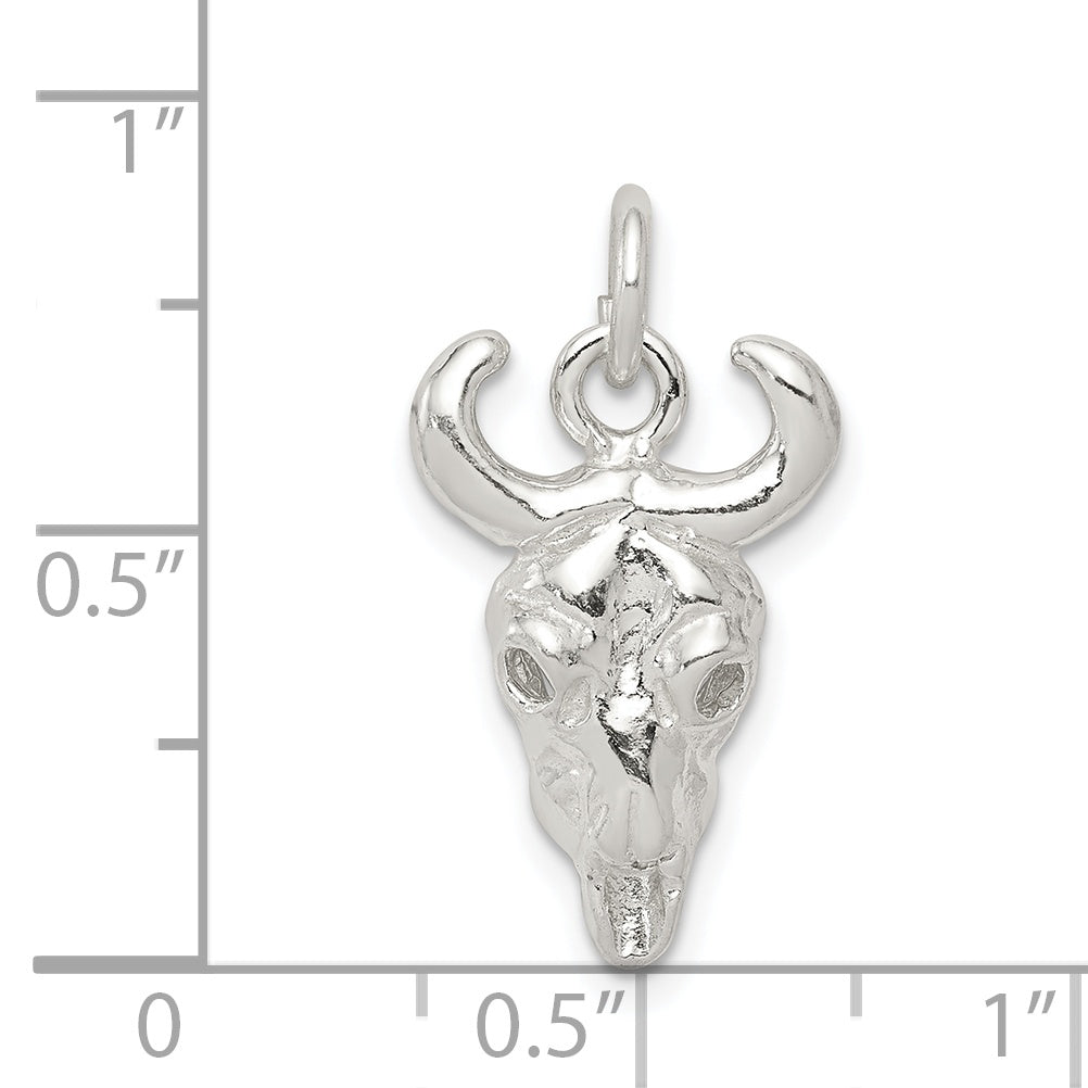 Sterling Silver 925 Men's Skull Charm with Polished Anti-Tarnish Finish