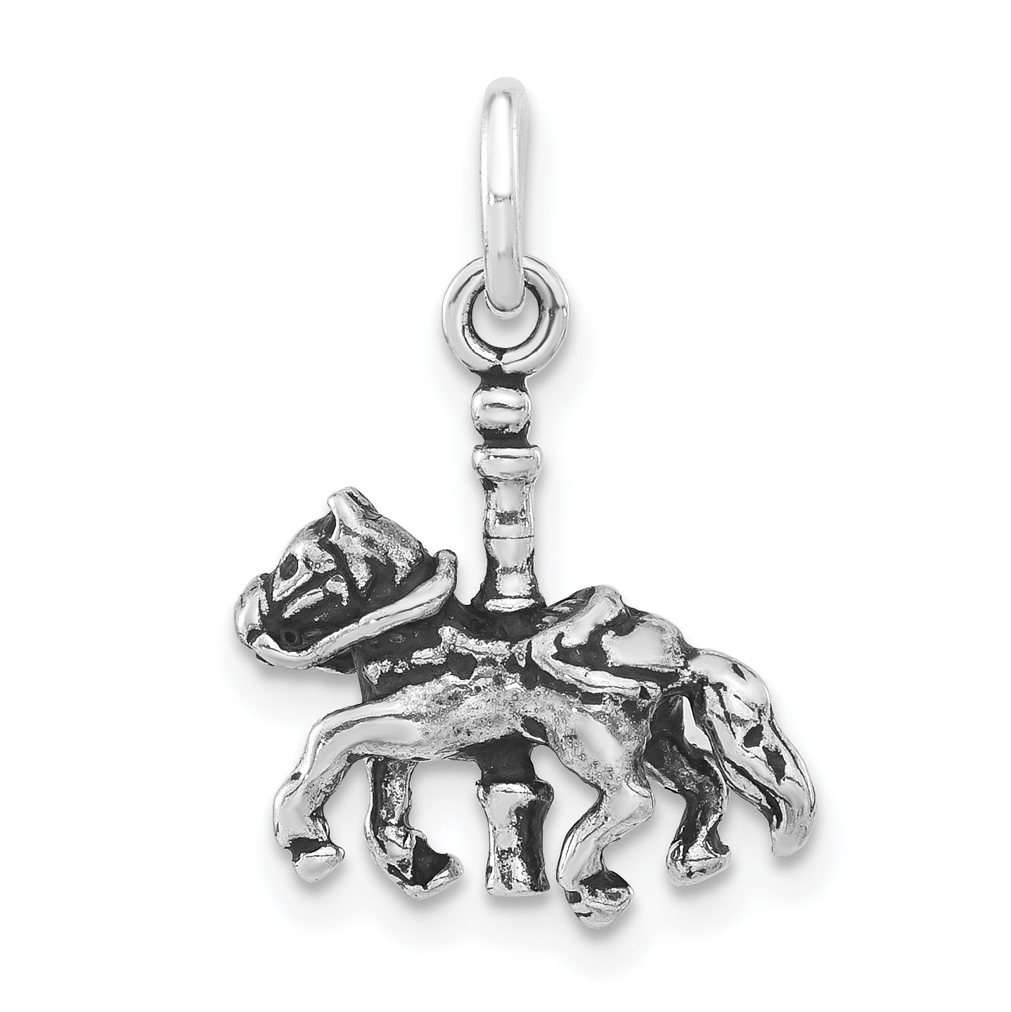 Sterling Silver 925 3D Carousel Horse Pendant for Girls