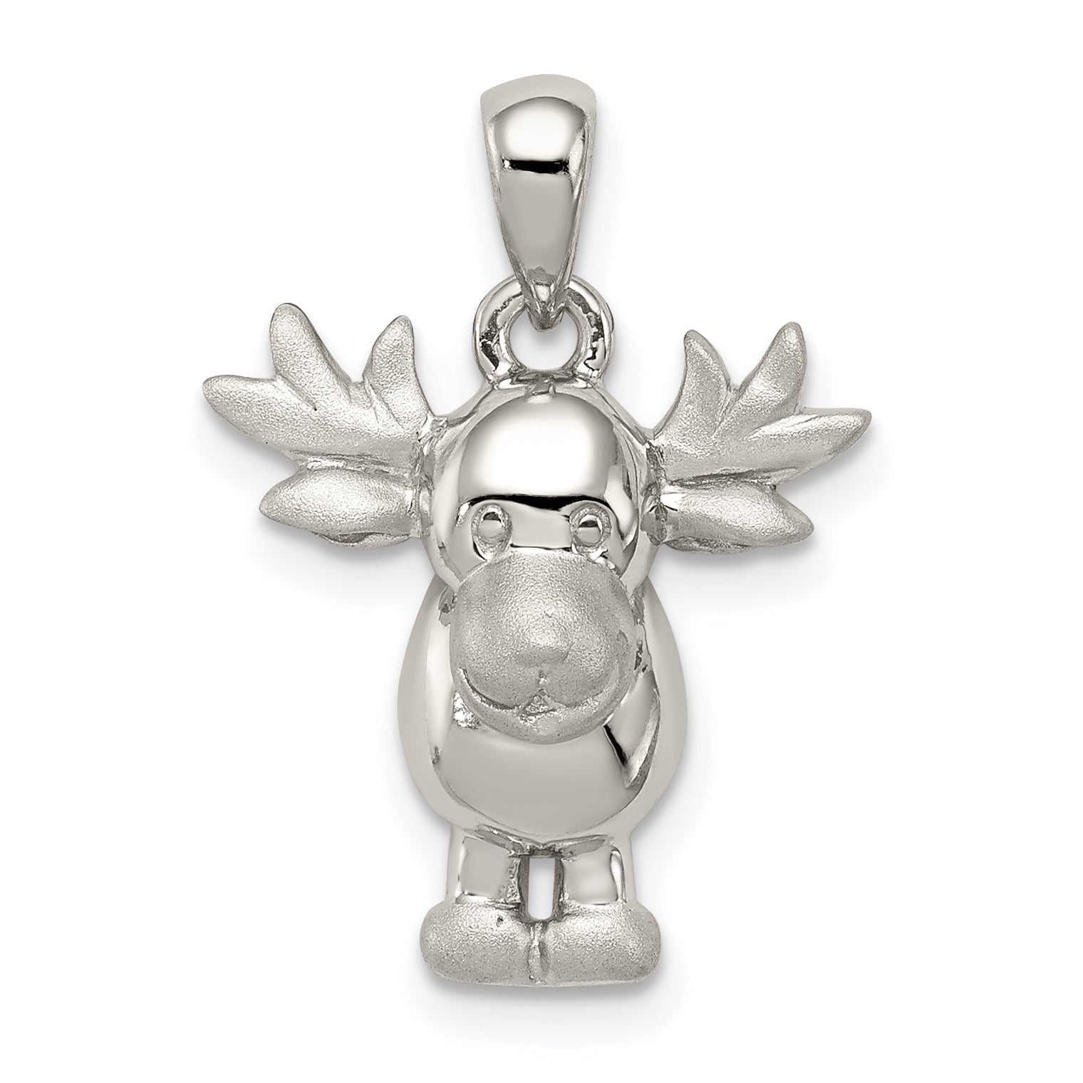 Sterling Silver Rhodium-plated Polished/Satin Moose Pendant Main image