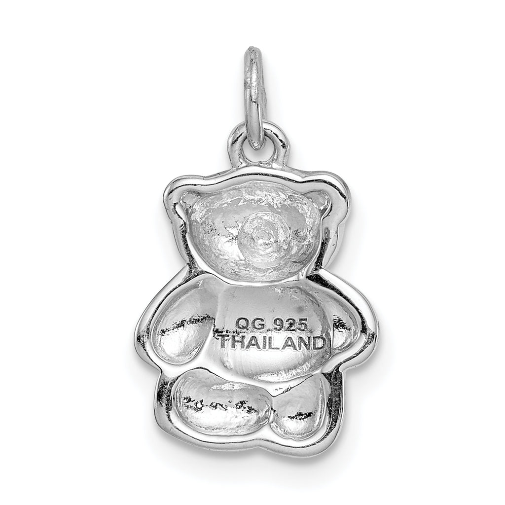 Sophia Jewelers Sterling Silver 925 Teddy Bear Pendant Polished Rhodium-Plated