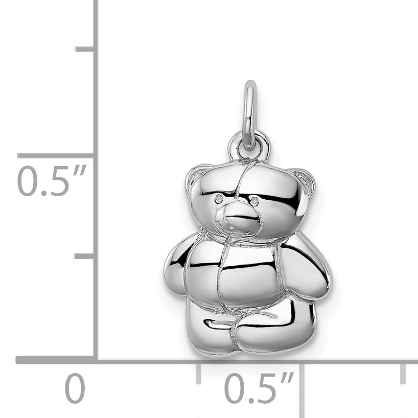 Sophia Jewelers Sterling Silver 925 Teddy Bear Pendant Polished Rhodium-Plated