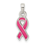 Sophia Jewelers Sterling Silver Pink Enamel Ribbon Pendant Polished Finish