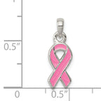 Sophia Jewelers Sterling Silver Pink Enamel Ribbon Pendant Polished Finish