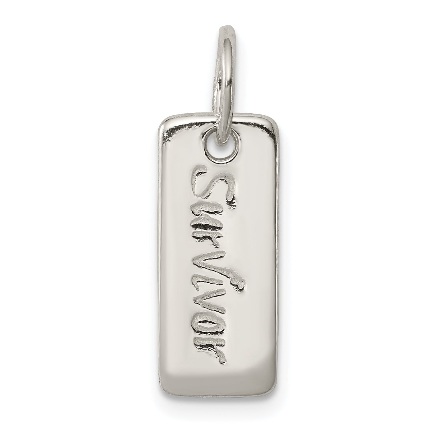 Sterling Silver Polished COURAGE/SURVIVOR Reversible Charm Main image