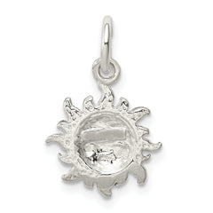 Sterling Silver 925 Sun Pendant with Polished Face and Anti-Tarnish Finish