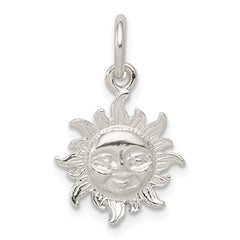 Sterling Silver Polished Face in Sun Pendant