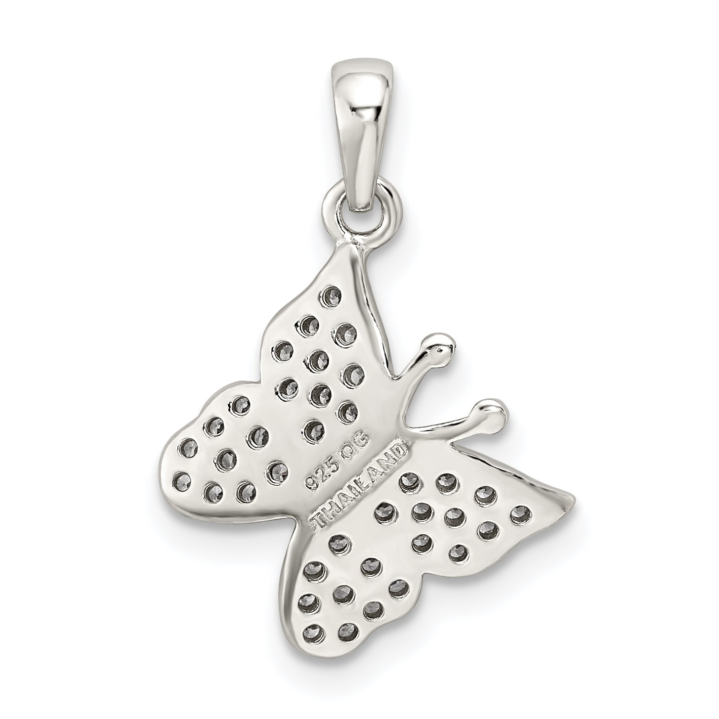 Sterling Silver CZ Butterfly Pendant with Rhodium Plating Elegant Design