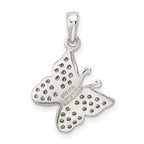 Sterling Silver CZ Butterfly Pendant with Rhodium Plating Elegant Design