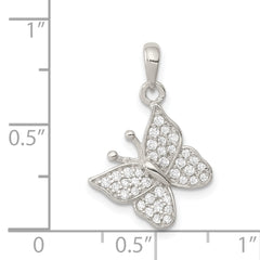 Sterling Silver CZ Butterfly Pendant with Rhodium Plating Elegant Design