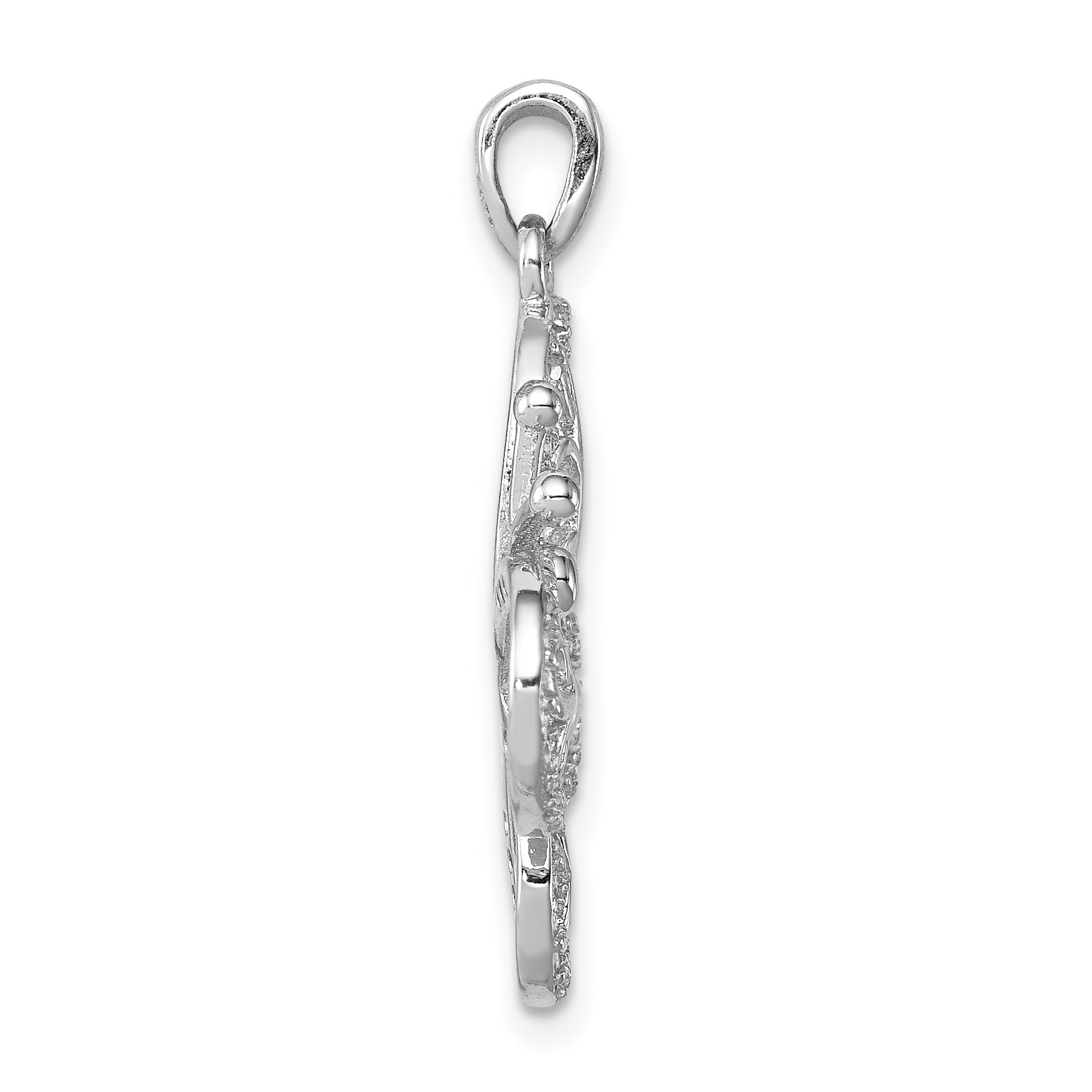 Sterling Silver 925 CZ Butterfly Pendant with Rhodium Plating
