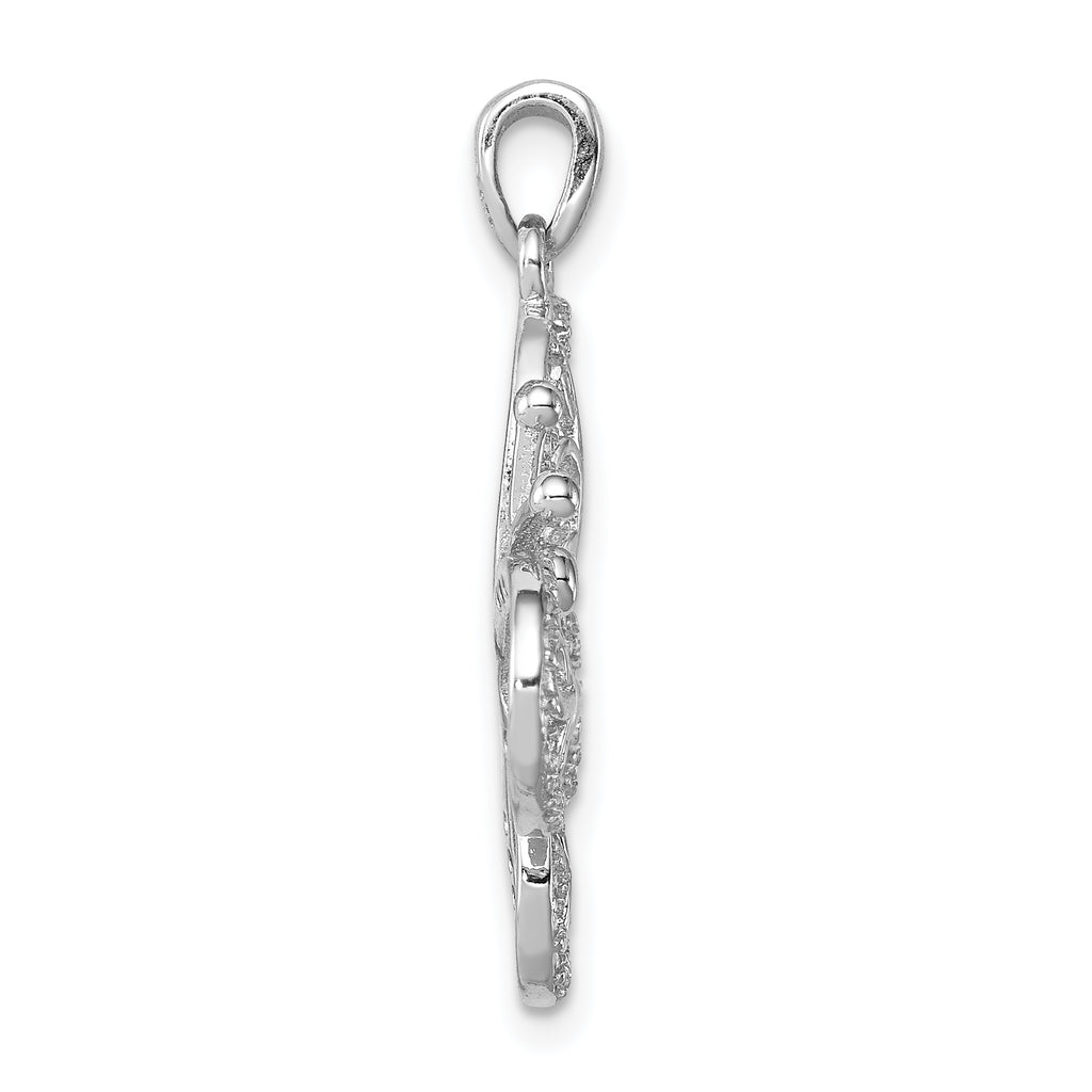 Sterling Silver 925 CZ Butterfly Pendant with Rhodium Plating