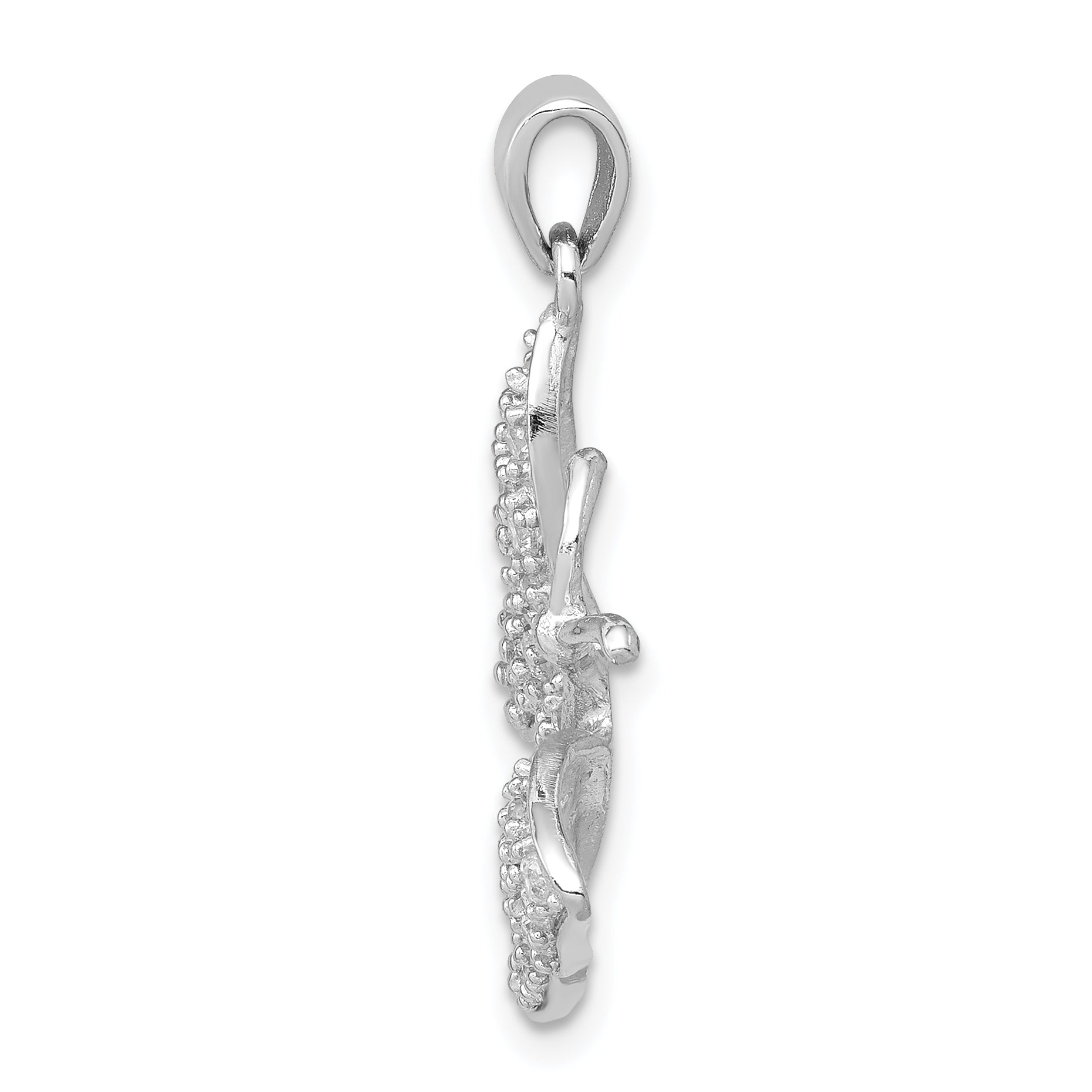 Sophia Jewelers Rhodium-Plated Sterling Silver CZ Butterfly Pendant