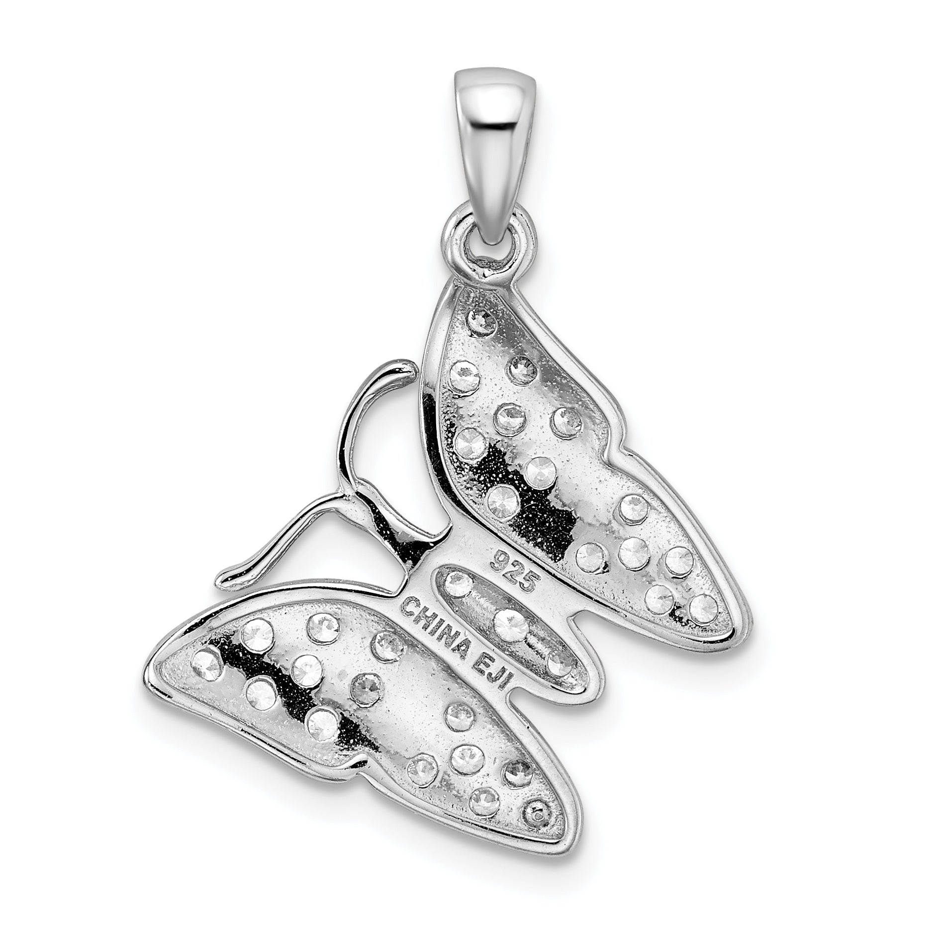 Sophia Jewelers Rhodium-Plated Sterling Silver CZ Butterfly Pendant