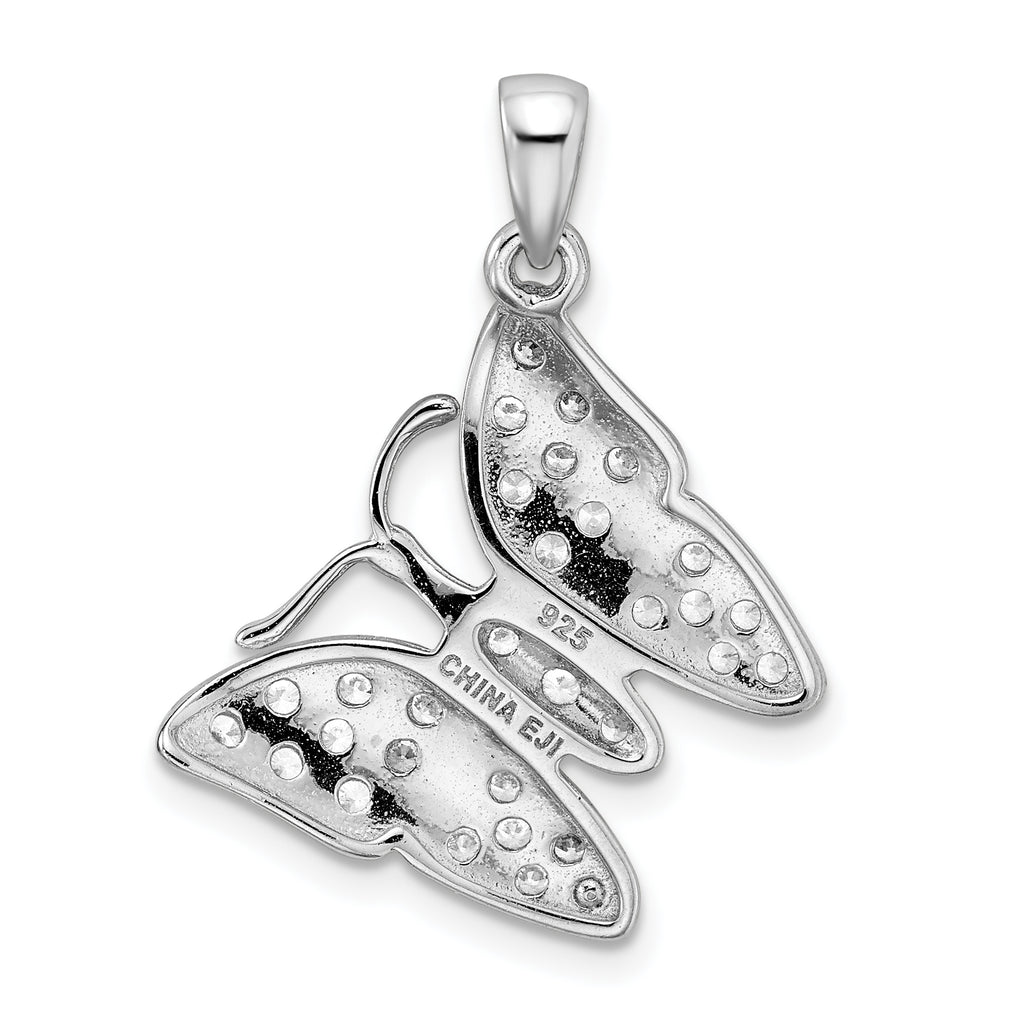 Sophia Jewelers Rhodium-Plated Sterling Silver CZ Butterfly Pendant