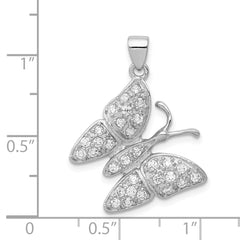 Sophia Jewelers Rhodium-Plated Sterling Silver CZ Butterfly Pendant