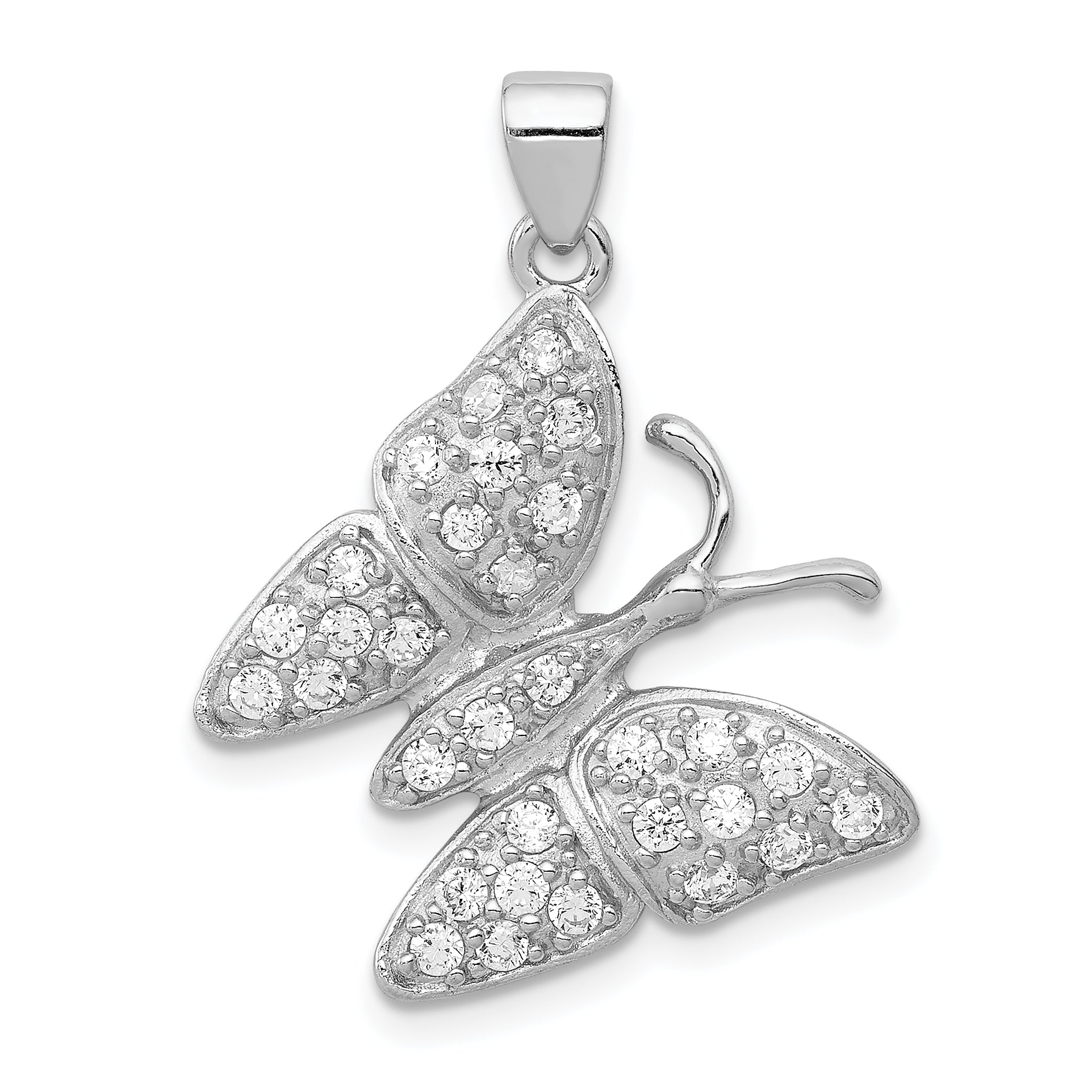 Sterling Silver Rhodium-plated CZ Butterfly Pendant Main image